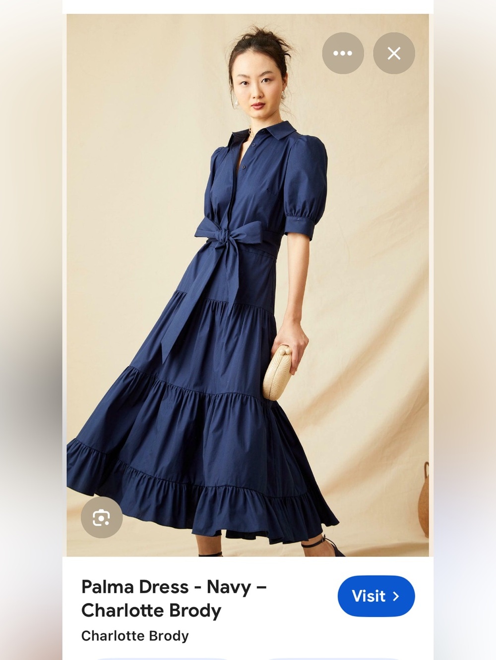 Charlotte Brody Navy Cotton Long Shirt Dress with Belt !
